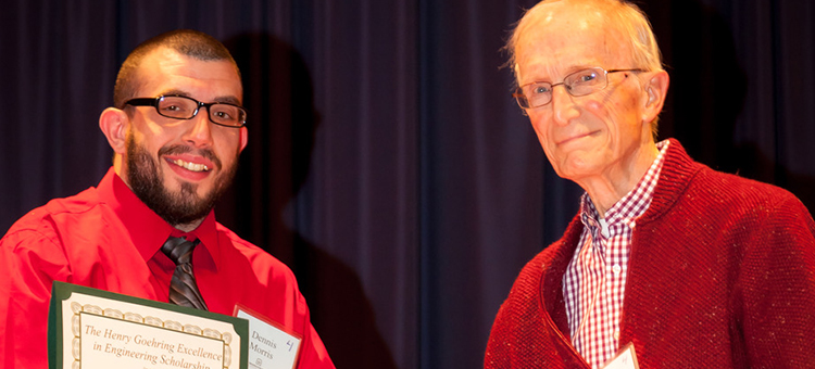 WSCC student Dennis Morris was able to meet his scholarship donor when he met Henry Goehring. Dennis received The Henry Goehring Excellence in Engineering Scholarship.